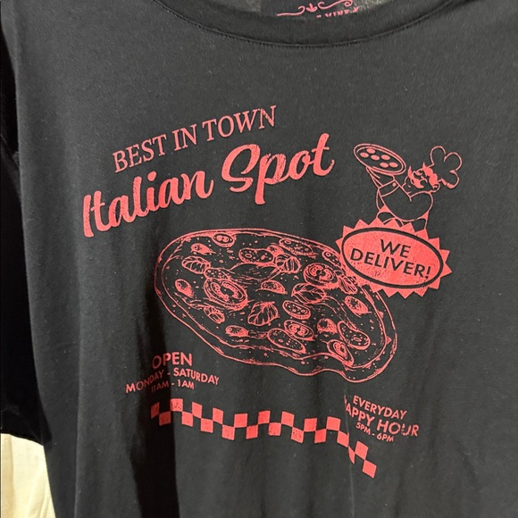 Black Graphic T-Shirt with Red Pizza Design stare of kind xl - Picture 1 of 4